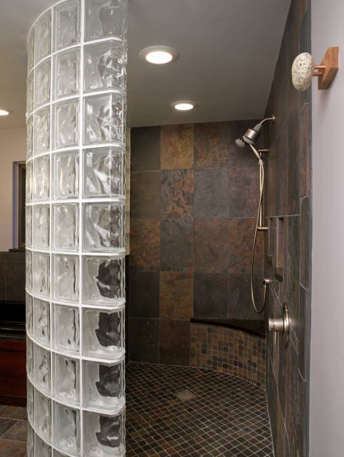 Glass block showers